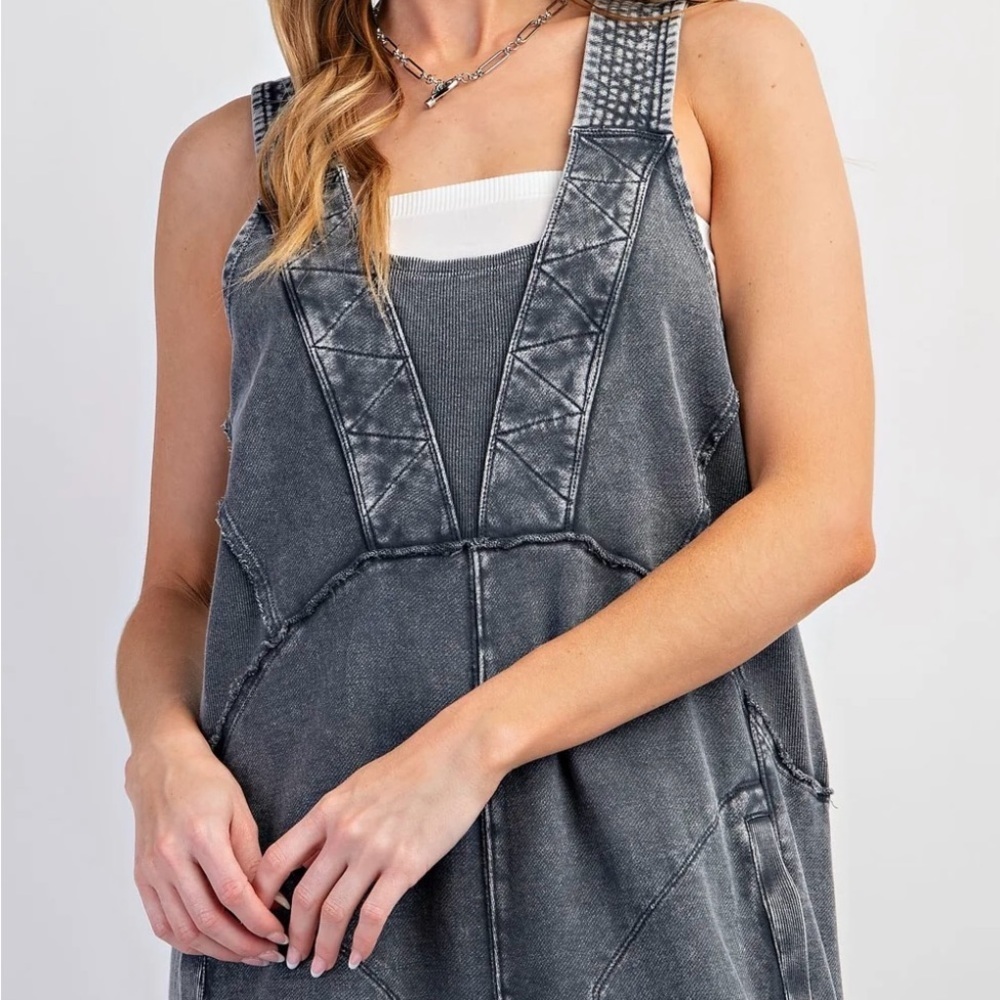 Women's Black Wash Overalls - Picture 2 of 8
